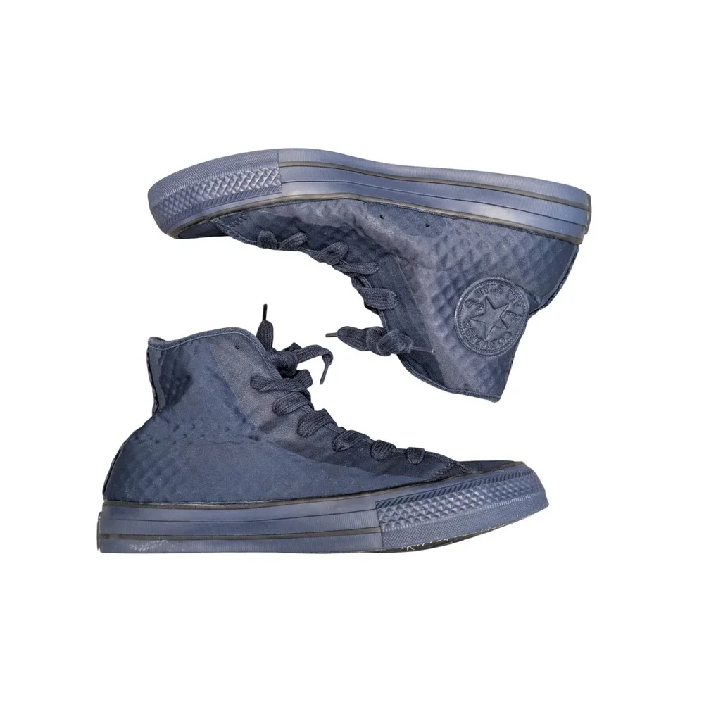 Converse Chuck Taylor All Star High Top Navy Blue Textured Diamond Sneakers 6Y
